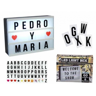 panel de letras con luz (60 letras y símbolos)