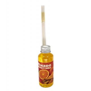Ambientador tipo Mikado olor Naranja y Canela, con varillas, 50 ml