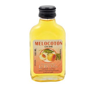 Botella de Licor de Melocotón, 100 ml, modelo Petaca en cristal