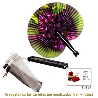 Abanico Pai Pai con diseño de uvas y con bolsa de organdil